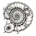  seashell representing the life spiral and cycle. I want to see simple beauty and femininity like the birth of Venus  tattoo design idea