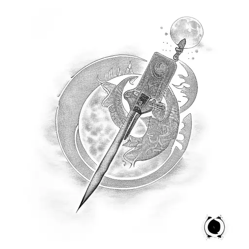 moon and ankh tattoo design idea