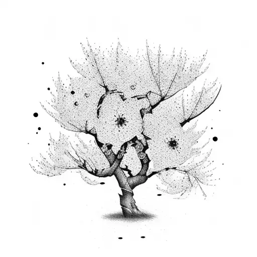 Cherry blossom tree with scars tattoo design idea