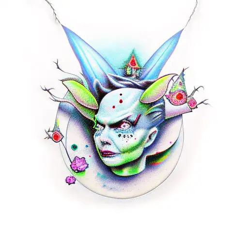 Evil afraid to fairy light tattoo design idea