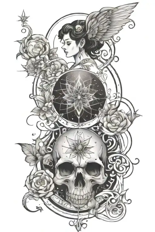 it should be in spiritual way, depict be focused and try to remove negative energy, universe is helping towards my goals tattoo design idea