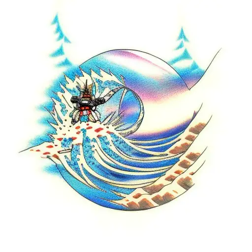 Gundam snowboarding tattoo design idea