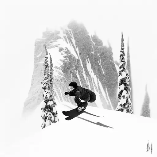 A pixelated snowboarder catching air on a mountain peak, capturing the thrill of snowboarding tattoo design idea