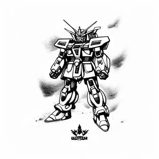 Gundam snowboarding tattoo design idea