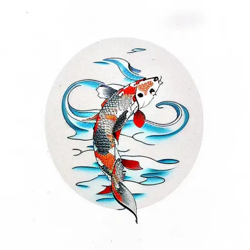 Koi Fish surfing tattoo design idea