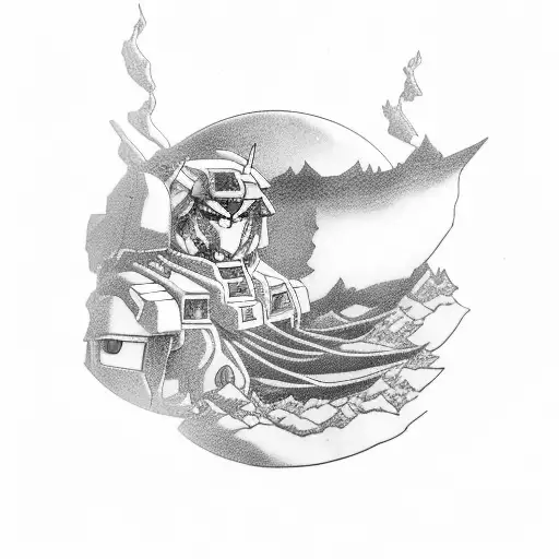 Gundam snowboarding tattoo design idea