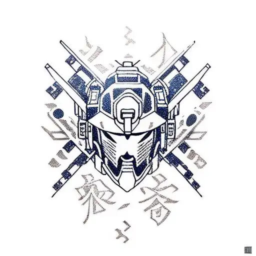 Gundam snowboarding tattoo design idea