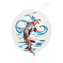 Koi Fish surfing tattoo design idea