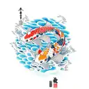 Koi Fish surfing tattoo design idea