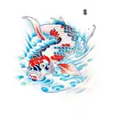 Koi Fish surfing tattoo design idea