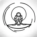  minimalist and fine line tattoo style of an astronaut sitting on a round moon below him tattoo design idea