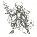 satanic knight tattoo design idea