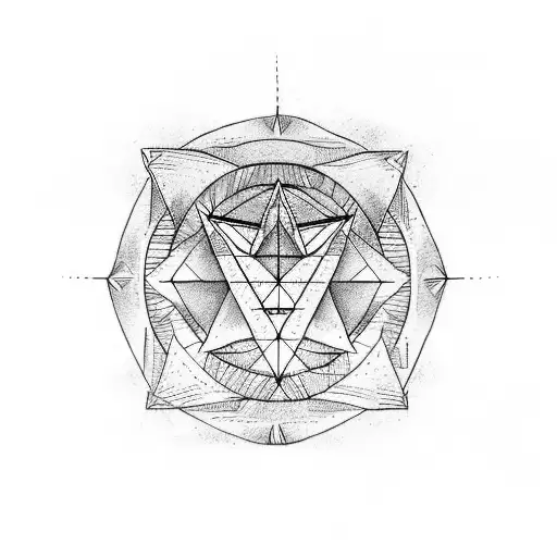 Three triangles in a pyramid format tattoo design idea