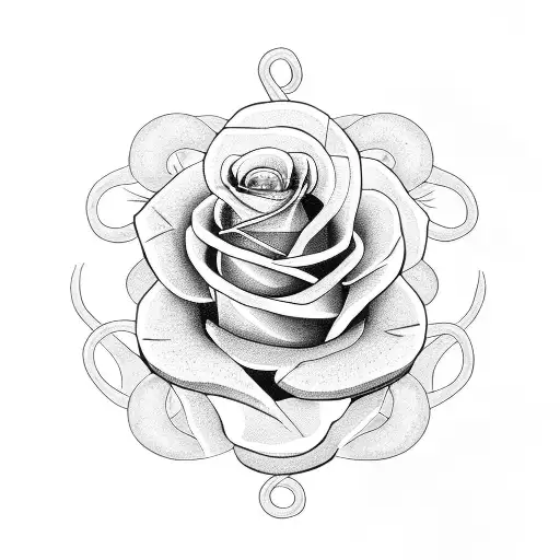 snake with roses tattoo design idea