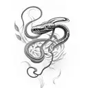snake with roses tattoo design idea
