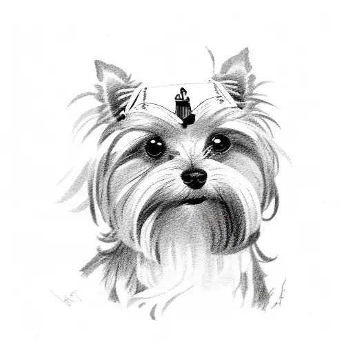 Yorkshire terrier oturan tattoo design idea