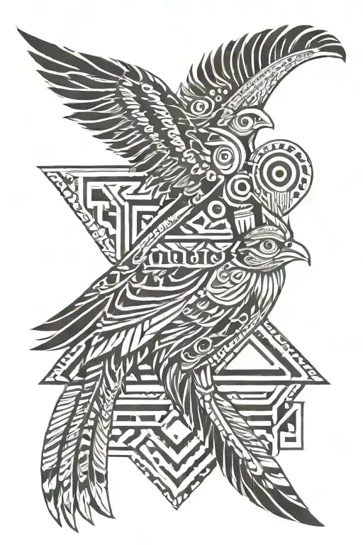 simple aztec quetzal tattoo design idea