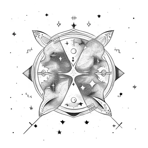 A night sky filled with shooting stars and the client's zodiac sign constellation tattoo design idea