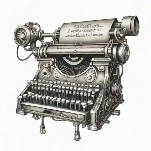 steampunk typewriter  tattoo design idea