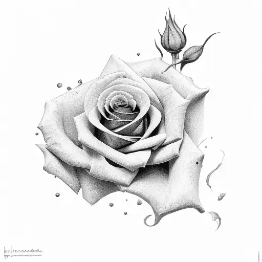 due rose con una M e del filo spianto tattoo design idea