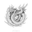 dragon coiled around phoenix tattoo design idea