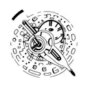 Stickman pushing cog tattoo design idea