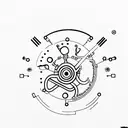 Stickman pushing cog tattoo design idea