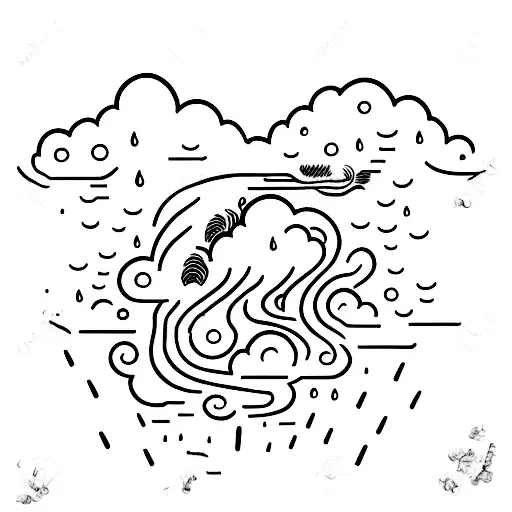 set fire to the rain, match on fire stormy cloud tattoo design idea