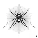 black spider with the abdomen being a compass tattoo design idea
