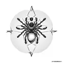 black spider with the abdomen being a compass tattoo design idea