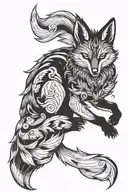 Kitsune fox full body tattoo design idea