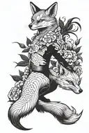 Kitsune fox full body tattoo design idea