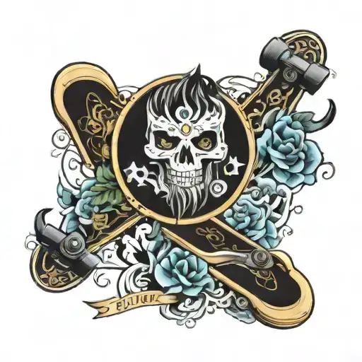 skate board tattoo design idea