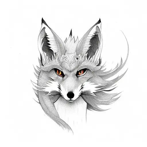 nine tails fox tattoo design idea
