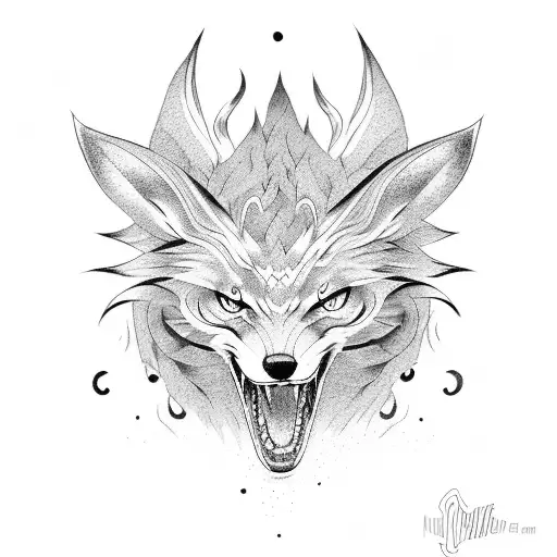 nine tails fox tattoo design idea