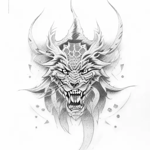 Baki Hanma in a dynamic fighting pose with a dotwork background tattoo design idea