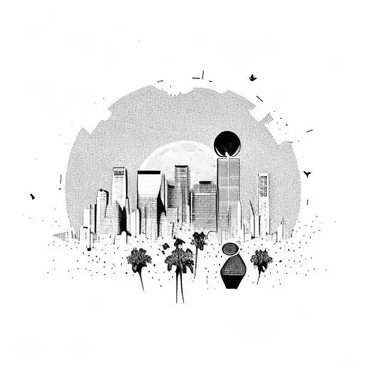 The Los Ángeles skyline made of playboy bunnies tattoo design idea