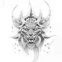 Baki Hanma in a dynamic fighting pose with a dotwork background tattoo design idea