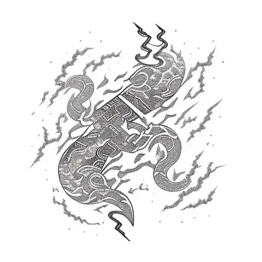 Japanese "Lightning Bolt" Tattoo Idea BlackInk AI