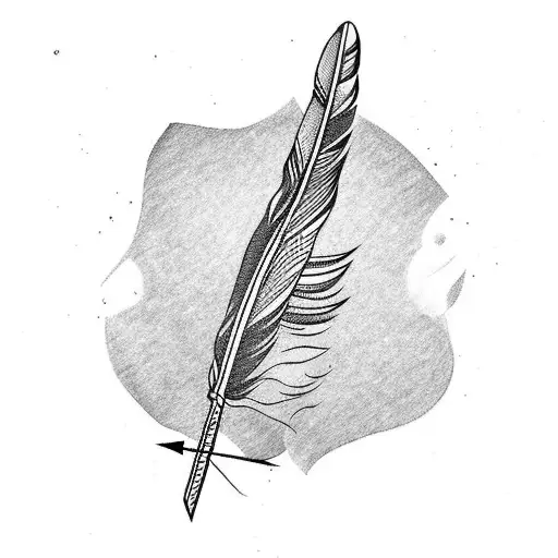 feather with arrow tattoo design idea