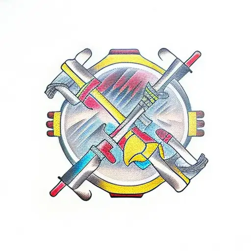wrenches crossing with banner tattoo design idea