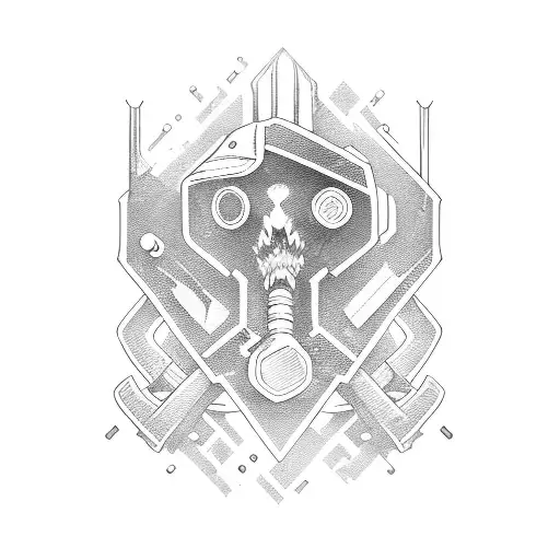 wrench and banner tattoo design idea