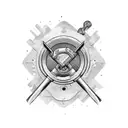 wrench and banner tattoo design idea