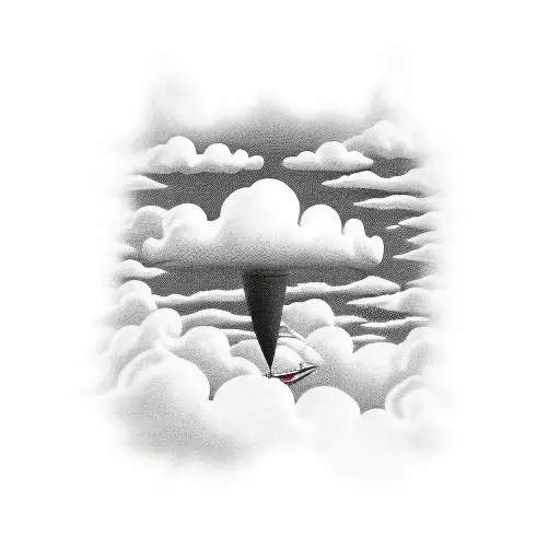 kamikaze plane through the clouds blended with large samurai  with samurai to create a story tattoo design idea