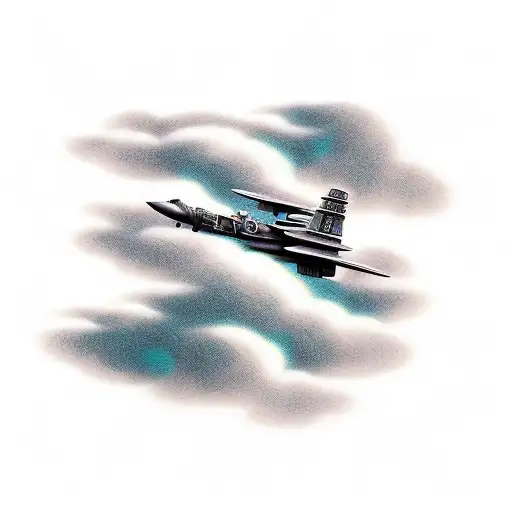 kamikaze plane through the clouds blended with large samurai  with samurai to create a story tattoo design idea