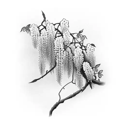 wisteria flowers with vines tattoo design idea