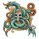 Scorpio and Aquarius in an environment that is a symbol of eternity tattoo design idea