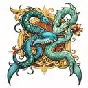 Scorpio and Aquarius in an environment that is a symbol of eternity tattoo design idea