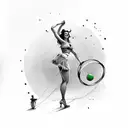 pin-up with hula hoops green watercolour  tattoo design idea