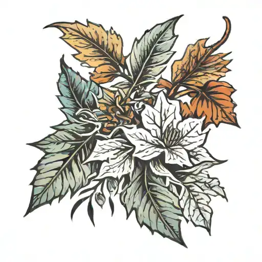 autumn leaves and tattoo design idea